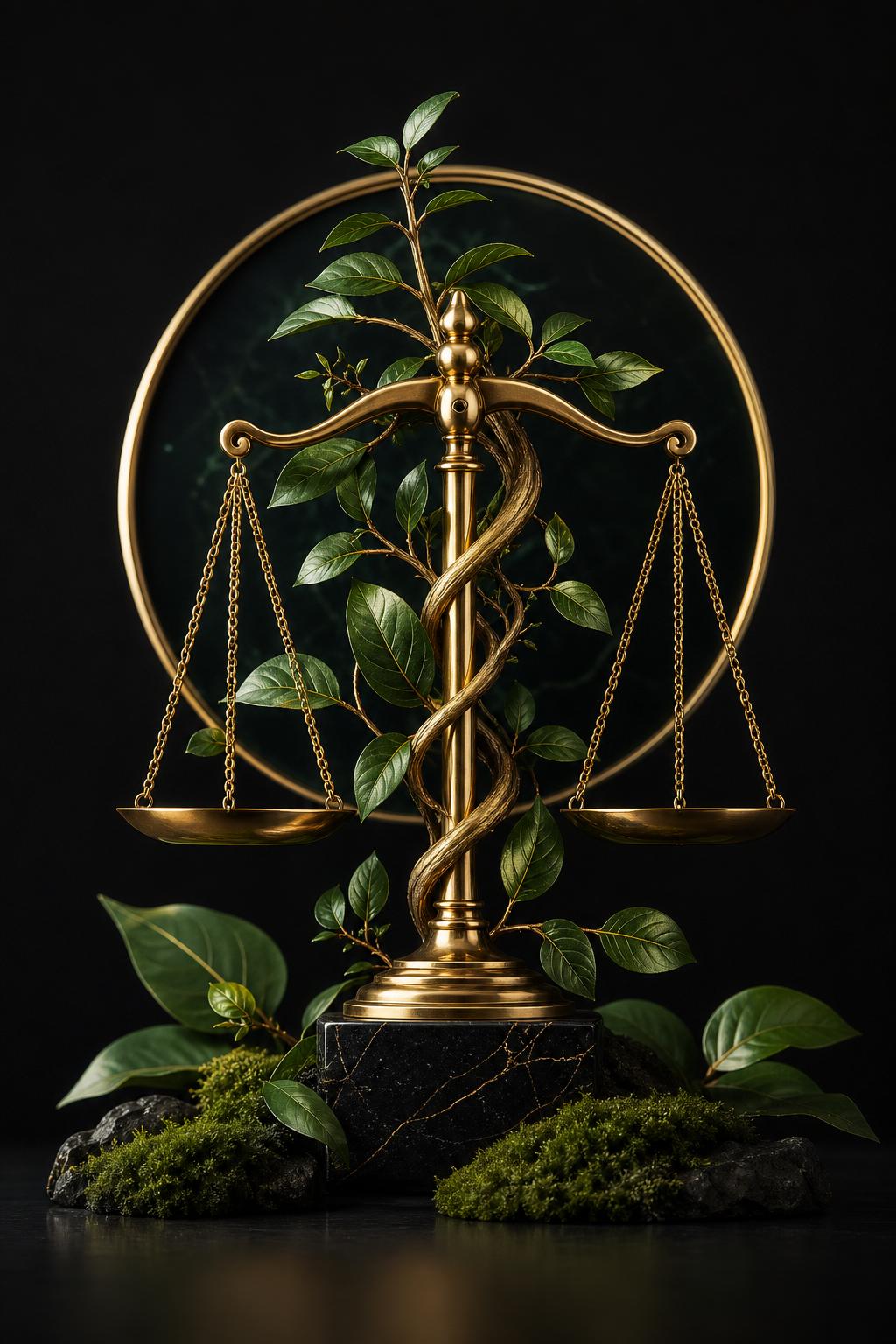 Composição premium de justiça e sustentabilidade ambiental